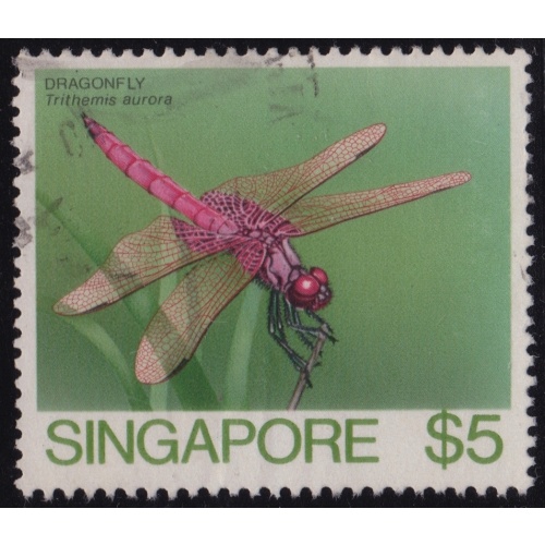 SINGAPORE 1985 Insects $5 Dragonfly Sc#463 USED @RM551
