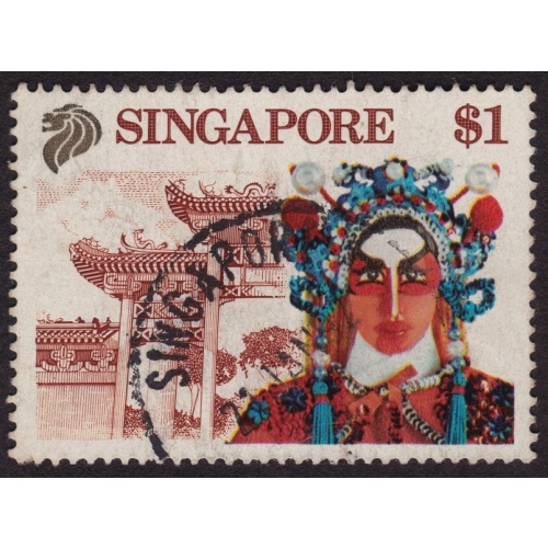 SINGAPORE 1990 Tourism $1 Chinese Opera Singer Sc#5800 USED @RM554