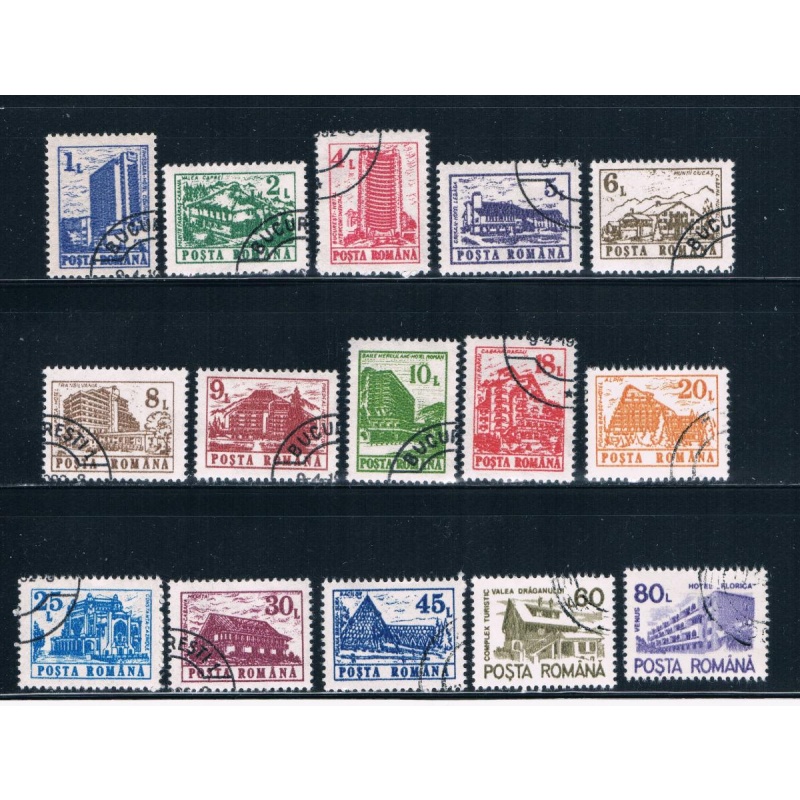 Romania 3664-78 Used set Hotels Lodges and Resorts CV 4.25 (GI0524)+