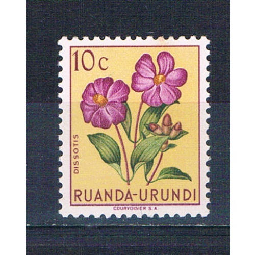 Ruanda Urundi 114 MLH Dissotis Flower 1953 (R0953)+