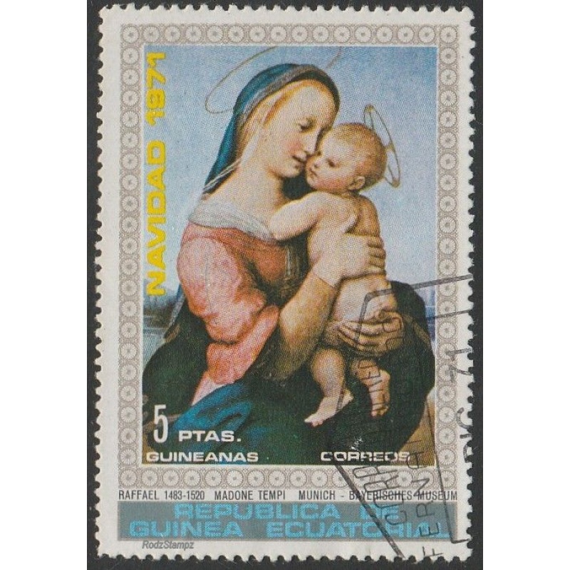 Equatorial Guinea 1972 Sc#72-25 5p Painting Tempi Madonna UNUSED-VF-OG-H.