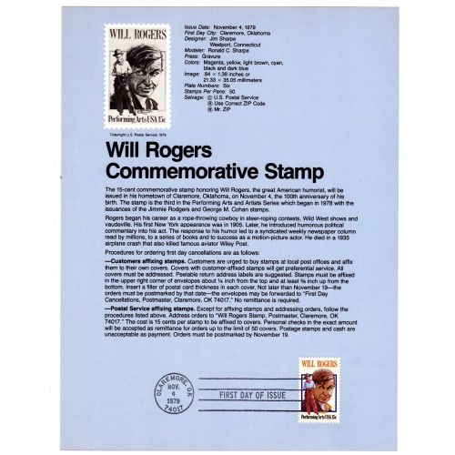 USA, Scott # SP478.   SC # 1801, FDC. Souvenir Page.   Lot 220314