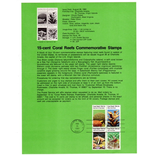 USA, Scott # SP492.   SC # 1830a, FDC. Souvenir Page.   Lot 220314