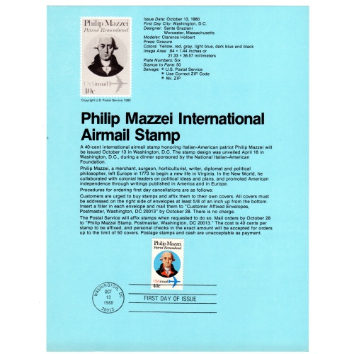 USA, Scott # SP498.   SC # C98, FDC. Souvenir Page.   Lot 220314