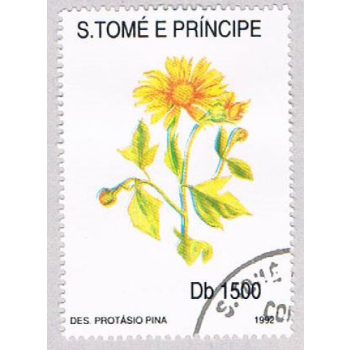 Saint Thomas and Prince Is 1054J Used Yellow Flower CV 8.75 (BP20410)