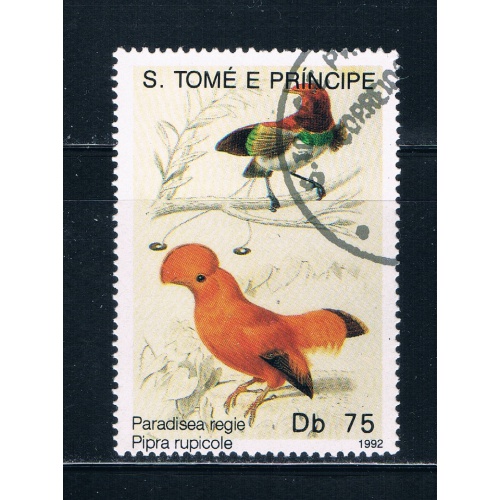 Saint Thomas and Prince Is 1063 Used Pipra rupocole bird (GI0365)+
