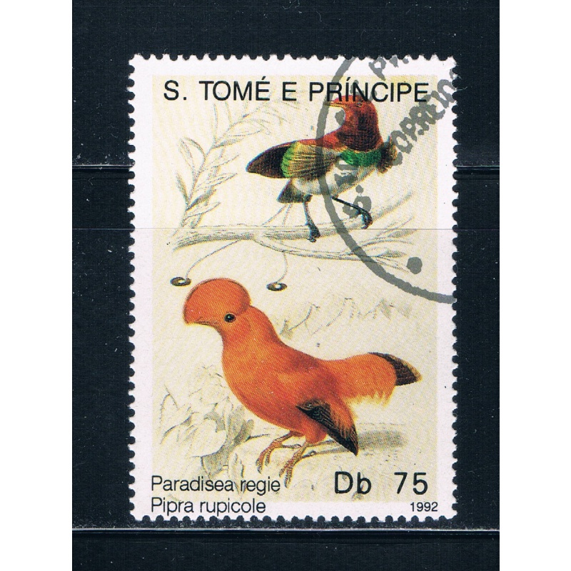 Saint Thomas and Prince Is 1063 Used Pipra rupocole bird (GI0365)+