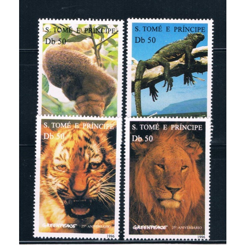 Saint Thomas and Prince Is 1237-40 Unused set Greenpeace Animals CV 15.00 (S0673)+