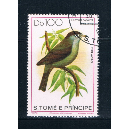 Saint Thomas and Prince Is 546 Used Bird Speirops lugubris CV 16.00 (S0695)