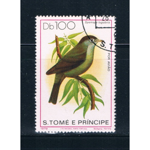 Saint Thomas and Prince Is 546 Used Bird Speirops lugubris CV 16.00 (S0696)