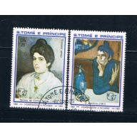 Saint Thomas and Prince Is 684ab Used pair Paintings women (GI0377)+