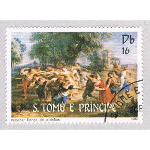 Saint Thomas and Prince Is 692a Used Painting Dance of the peasants (BP1916)