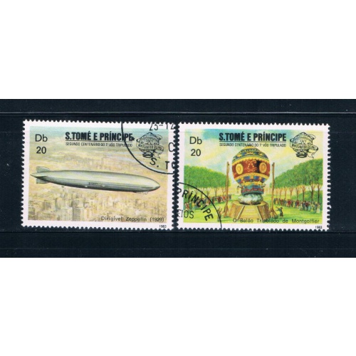 Saint Thomas and Prince Is 703a-b Used pair Zepplin Balloon CV 4.75 (GI0427)+
