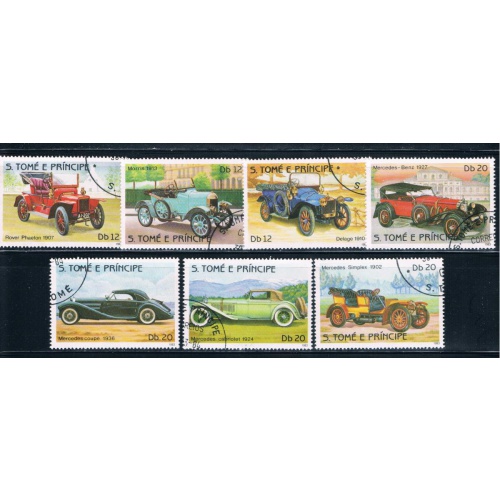 Saint Thomas and Prince Is 709b-12ab Used short set Antique Autos (GI0355)