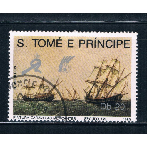 Saint Thomas and Prince Is 891 Used Ships at sea ll (GI0340)+