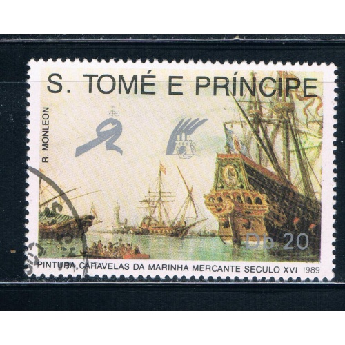 Saint Thomas and Prince Is 892 Used Merchant Ships in harbor ll (GI0347)+