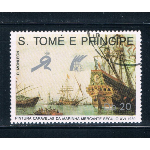 Saint Thomas and Prince Is 892 Used Merchant Ships in harbor ur (GI0349)+