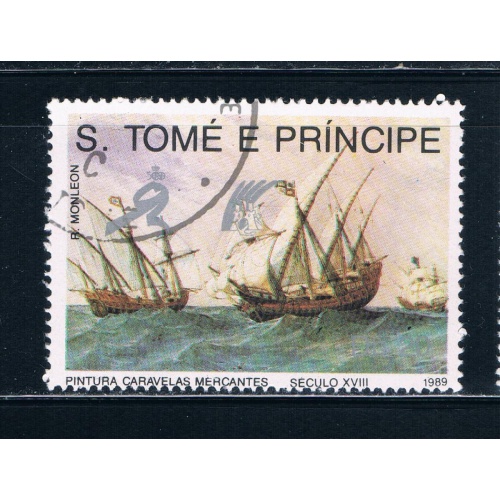 Saint Thomas and Prince Is 893 Used 3 Merchant Ships at sea ul (GI0344)+
