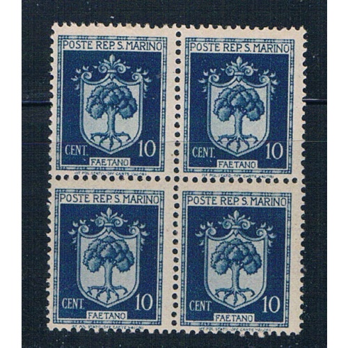 San Marino 242 Unused blk 4 Coat of Arms 1945 CV 1.20 (S0884)