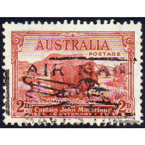 Australia 1934 Sc#147a  SG#150a 2d Red Merino Sheep Macarthur Used