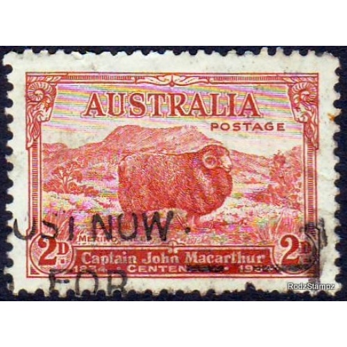 Australia 1934 Sc#147a  SG#150a 2d Red Merino Sheep Macarthur Used