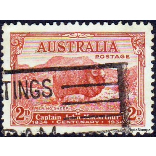Australia 1934 Sc#147a  SG#150a 2d Red Merino Sheep Macarthur Used