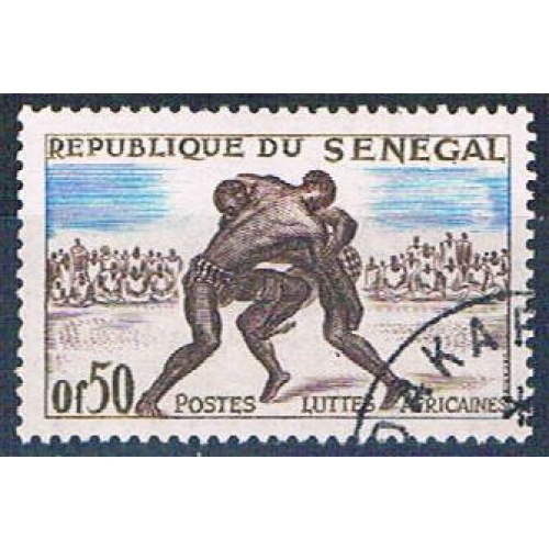 Senegal 202 Used Wrestlers lr 1961 (S0785)+