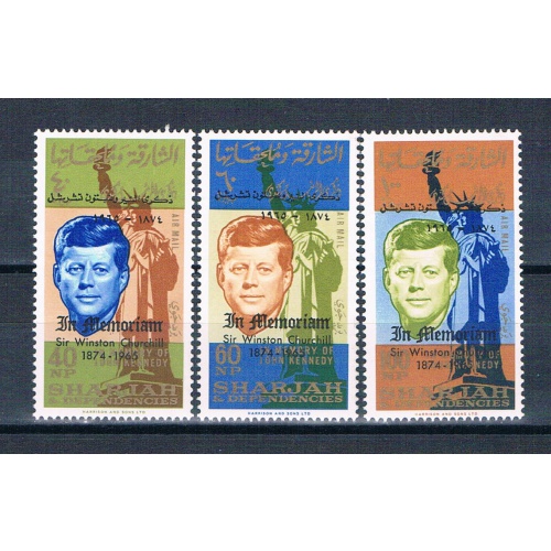 Sharjah 143-45 Unused set JF Kennedy 1964 CV 5.00 (S1045)
