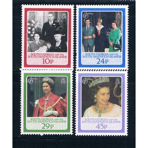 South Georgia 101-05 Unused short set QE II 60th birthday 1986 CV 2.55 (S1041)+