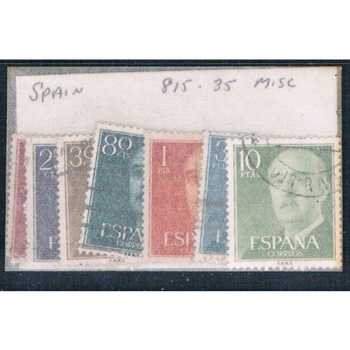 Spain 815- Used Partial Set Scott num range Shown 1954 CV 1.75 (S0741)