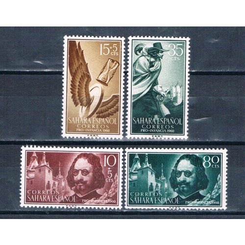 Spanish Sahara 103-04;B58-59 Unused set Francisco de Quevedo 1960 CV 1.00 (S1187)+