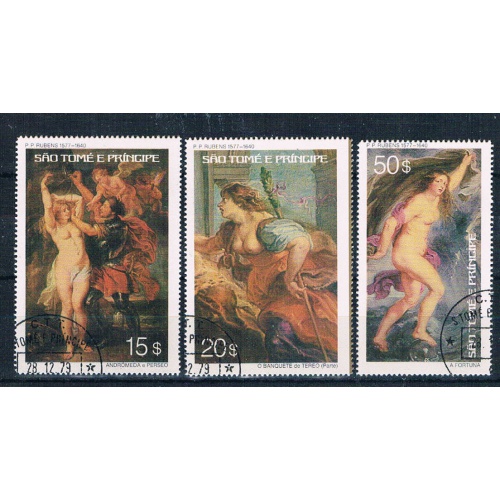St Thomas & Prince Is 444-46 Used Paintings Ruben Nudes 1979 CV 8.85 (S1203)+