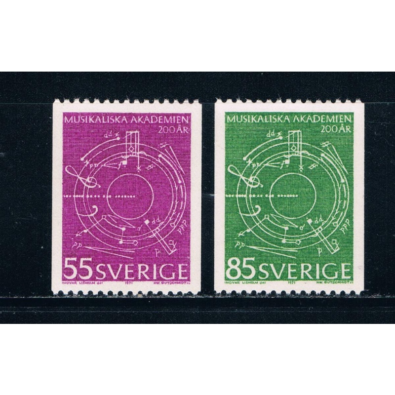 Sweden 889-90 Unused set Abstract Music 1971 (S0756)+