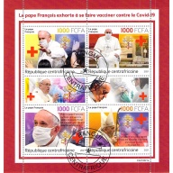 Central Africa 2021 CTO Sheet  Pope Francis relgion 6 values (TS0013)
