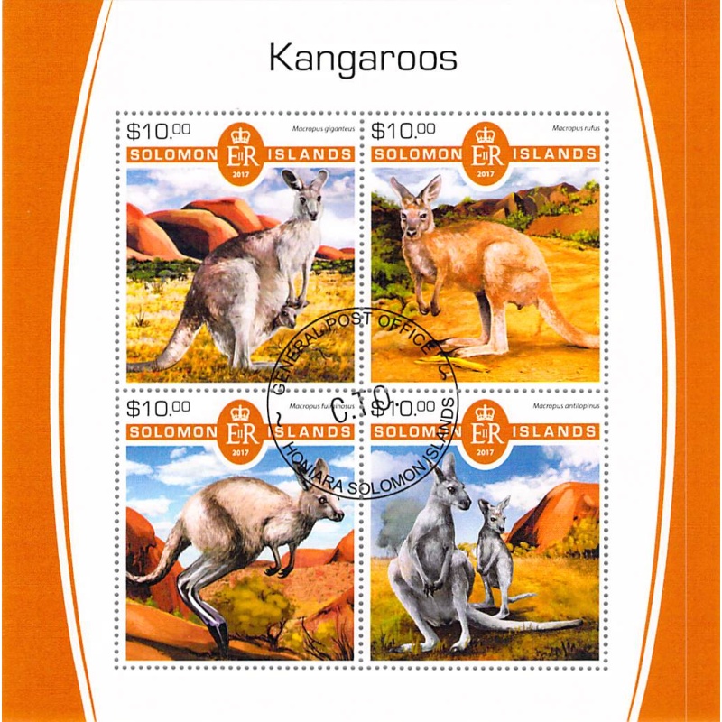 Solomon Islands 2017 CTO Sheet  Kangaroos animals 4 values (TS0012)