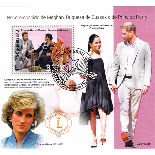 Guinea-Bissau 2022 CTO Sheet  Princess Harry and Meghan Markel Pricess Diana 1 value (TS0035)