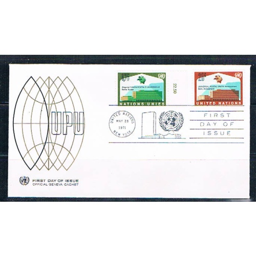UN 18;219 FDC pair Geneva and NY Joint Issue 1971 (UNCV0352)+