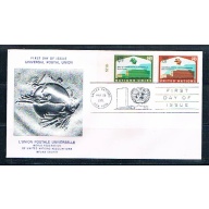 UN 18;219 FDC pair Geneva and NY Joint Issue 1971 (UNCV0351)+