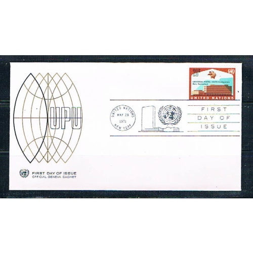 UN 219 FDC Single NY UPU Geneva Cachet 1971 (UNCV0353)+