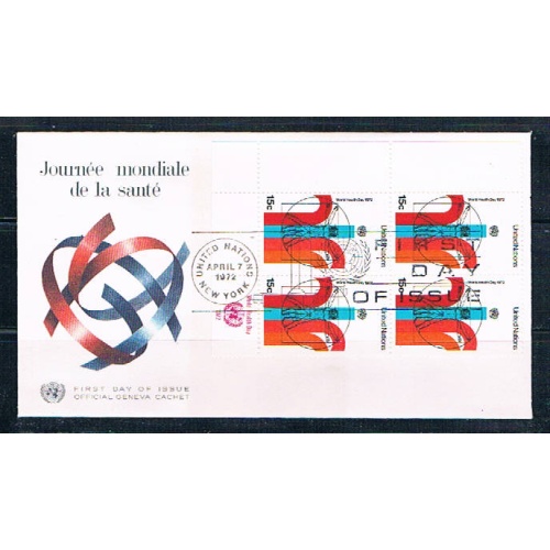 UN 230 FDC Blk 4 Geneva Cachet 1972 (UNCV0347)+