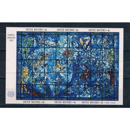 UN New York 179 MNH Memorial Window Sheet of 6  1967 (U0406)+