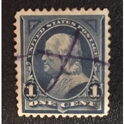 US Scott 247  Franklin 1c  blue  used Pen Cancel