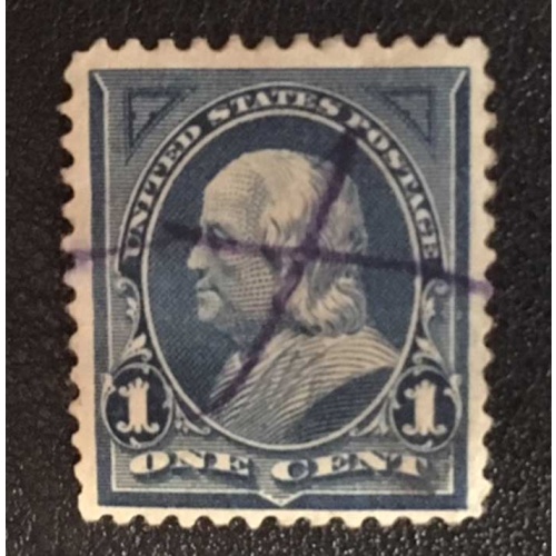 US Scott 247  Franklin 1c  blue  used Pen Cancel