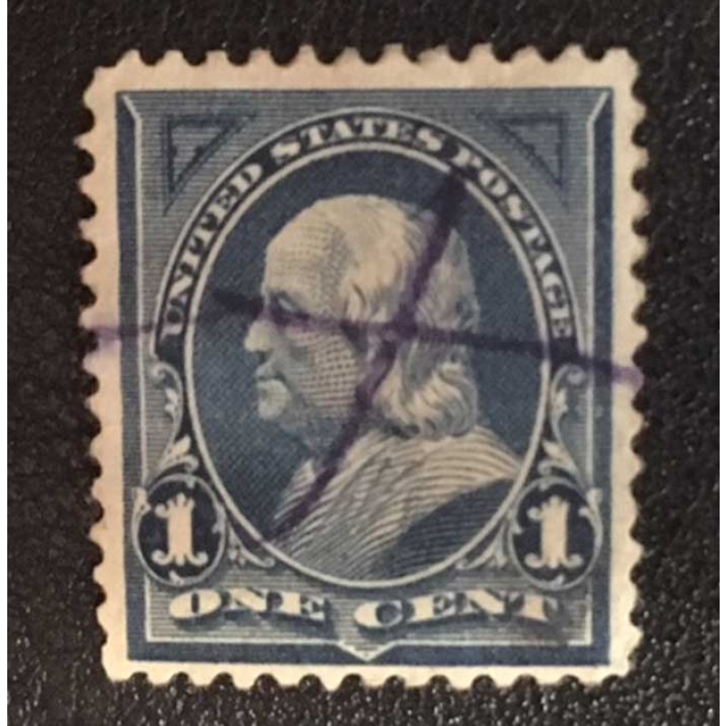 US Scott 247  Franklin 1c  blue  used Pen Cancel