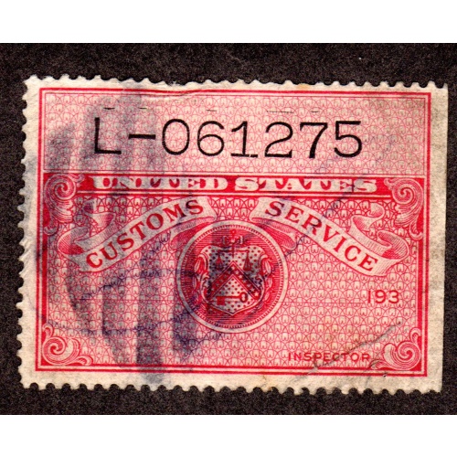 US Revenue. Customs Service stamp, red. Lot 220319