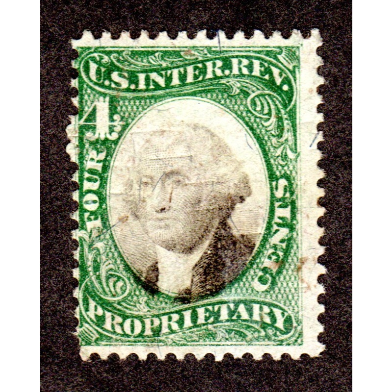 US Revenue. Scott # RB4a, used, Proprietary Stamp, Violet Paper Lot 220319