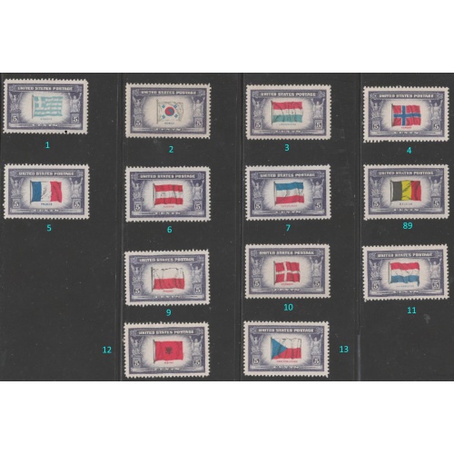 1943-4 USA Overrun Countries,mint