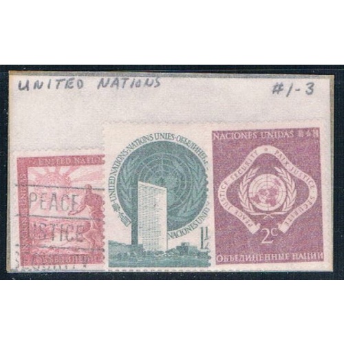 United Nations 1-3 Mixed cond UN Symbols 1951 (U0331)