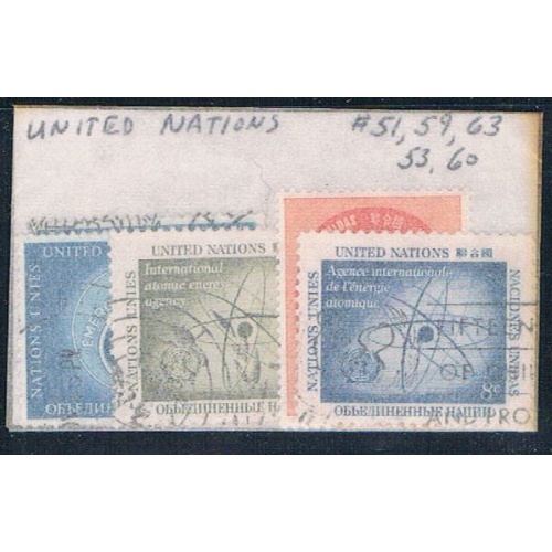 United Nations C51- Mixed cond Misc Issues scott nums shown 1957 CV 1.25 (U0329)