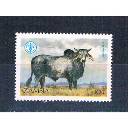 Zambia 421 Unused Cattle Brahma 1987 CV 1.90 (Z0010)+
